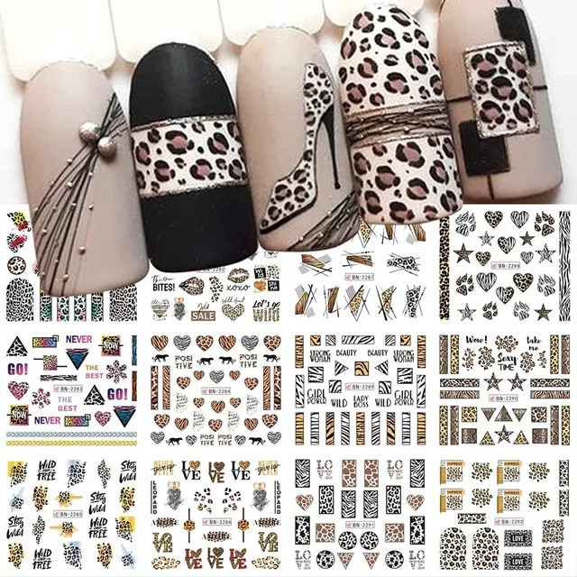 SWEET TREND Nagel Wasser Aufkleber, Leopard Print, 12 Stück - Bild 1