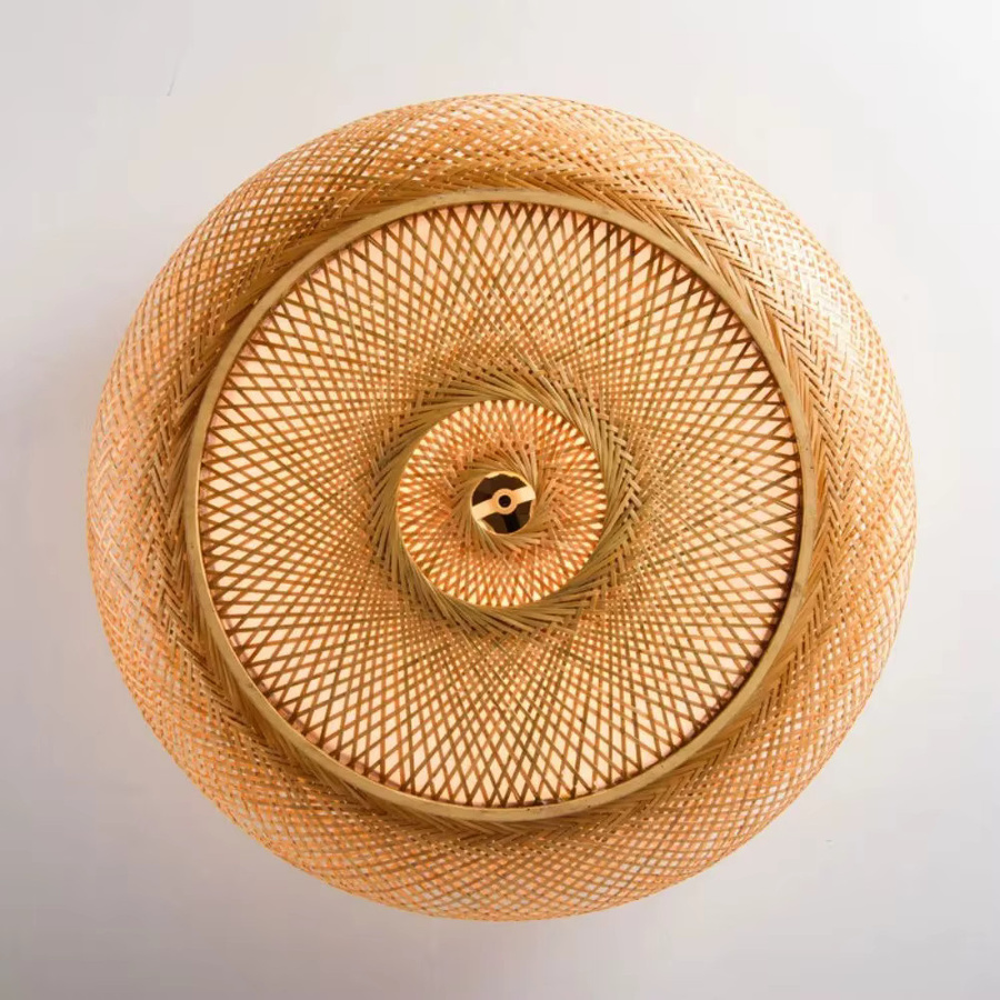 JOYINLED Japanischer Bambus-Kronleuchter, handgewebte Pendelleuchte im Boho-Stil für Wohnzimmer und Schlafzimmer, E27 LED, Durchmesser: 50 cm - Bild 4