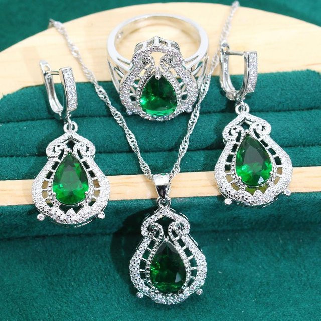 YIRAN Jewelry Schmuck-Set, Halskette, Ohrringe, Ring, Kupfer, Zirkonia, Damen - Bild 1