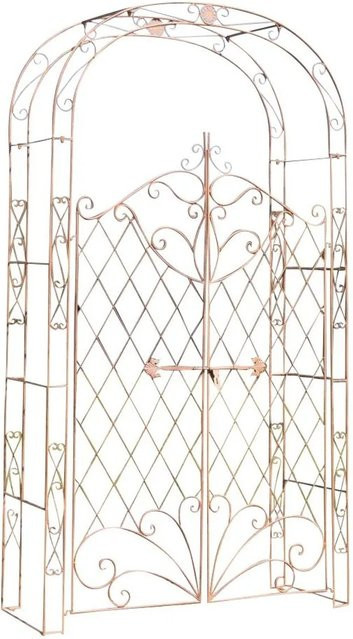 DELUKE Rosenbogen MINDEN mit Tor aus Metall in Antik-Braun, Rankhilfe für den Garten, B/T/H: 120 x 40 x 220 cm - Bild 1