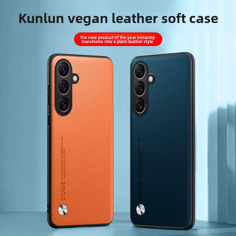 Slim Leder-Schutzhülle für Samsung Galaxy S22 S23 S24 S25 S26 Ultra Plus A57 A37 A27 A17 A07 A56 A36 in Orange und Purple - Bild 1