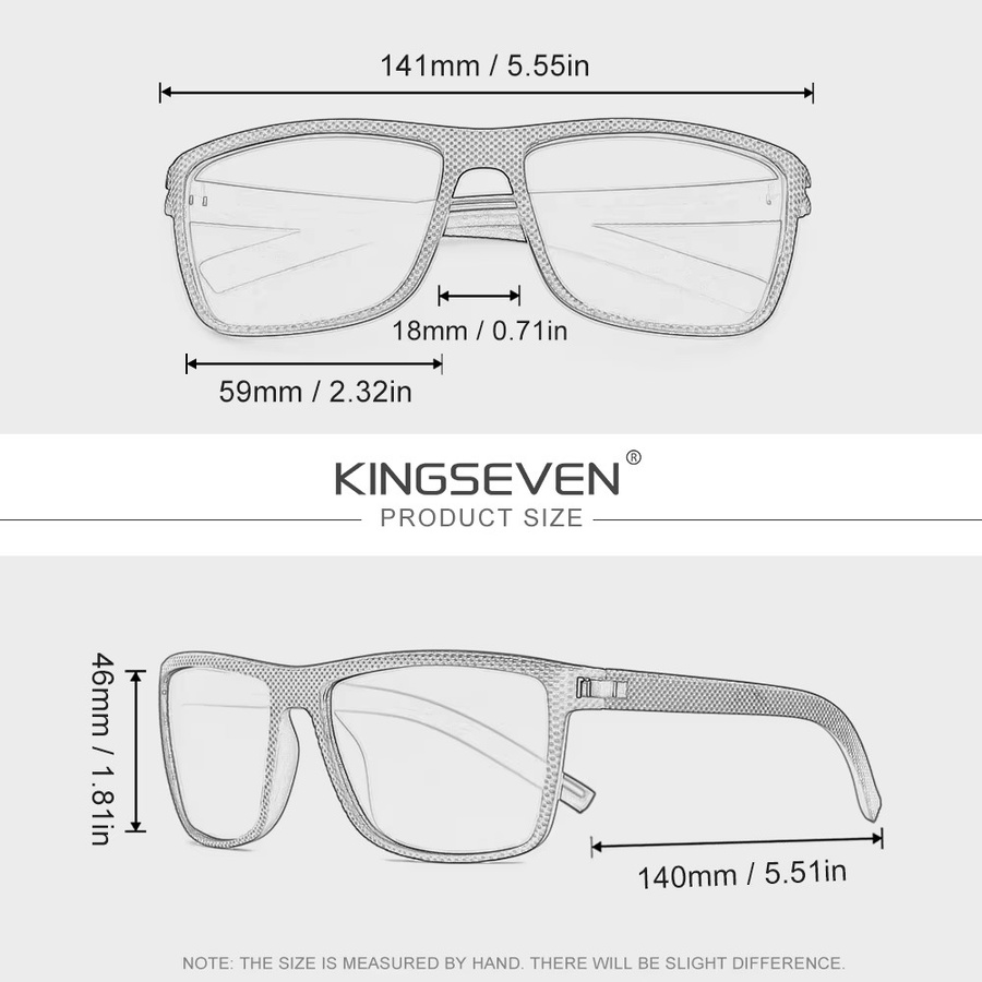 KINGSEVEN Sonnenbrille, rechteckig, Vollrand, Kunststoff, schwarz, Unisex - Bild 2