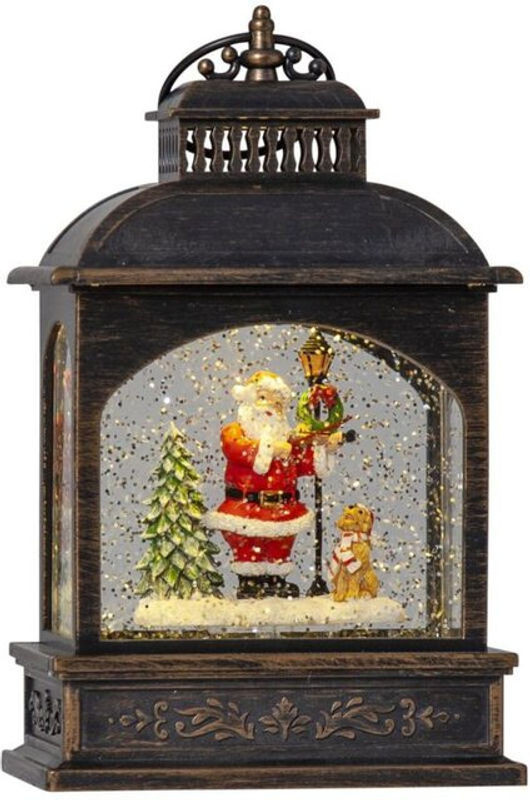 Star Trading LED-Schneelaterne Vinter in Bronze mit Glitzer, Timer und Wasserfüllung, H 21 cm, B 13 cm - Bild 1