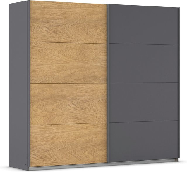 RAUCH Malva-Extra Schwebetürenschrank Eiche Furnier und Grau, Breite: 226 cm, Höhe: 210 cm - Bild 1