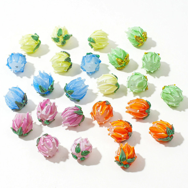 REMOHS Lampwork-Tulpen-Blumenperlen, Glas, 15 mm, Unisex - Bild 1