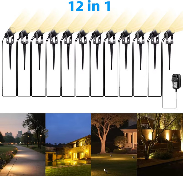 LED Gartenbeleuchtung Warmweiß IP65 Wasserdicht für Rasen und Wege in Schwarz - Bild 1