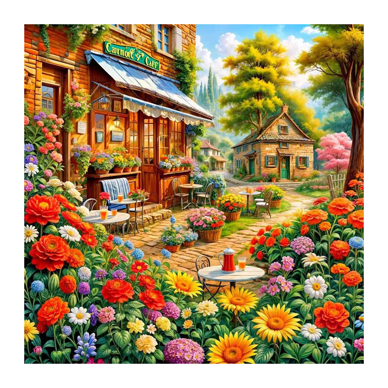 Huacan 5D-Diamantgemälde zum Selbermachen mit Blumen und Stadtlandschaft, Mehrfarbig, B/H: 20 x 20 cm - Bild 4
