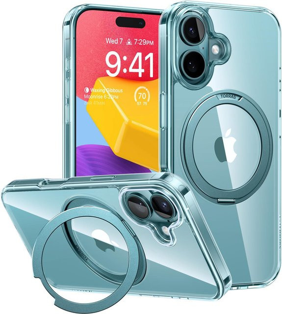 Torras Ostand Pro Series Handyhülle für iPhone 16 in Transparent Green - Bild 1