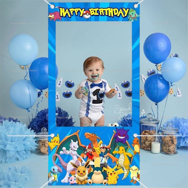 Potdemiel Pokemon Pikachu Fotobox-Rahmen als Party-Requisite für Kindergeburtstage und Babypartys, B/H: 180 x 90 cm - Bild 1