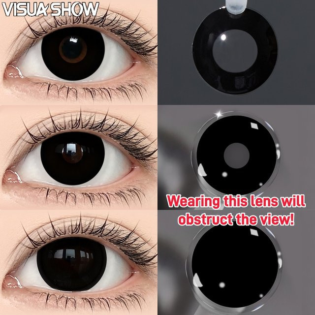 Visuashow Farbkontaktlinsen, Schwarz, 2 Stück - Bild 1