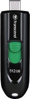 Transcend JetFlash 790C USB-Flash-Laufwerk mit 512 GB Speicherplatz, USB-C 3.2 Gen 1 und USB-A Anschluss, Schwarz - Bild 1