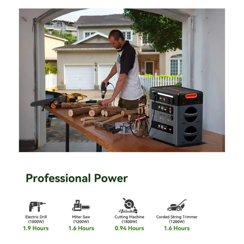 Oscal PowerMax 2400pro Tragbare Powerstation mit 3892Wh und Solarzelle in Schwarz - Bild 4