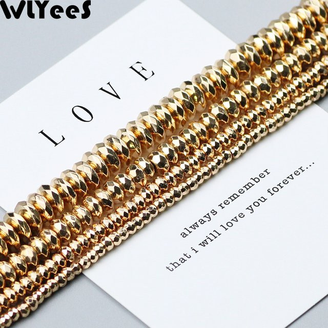 WLYeeS Hämatitperlen, vergoldet, Naturstein, Armband DIY - Bild 1