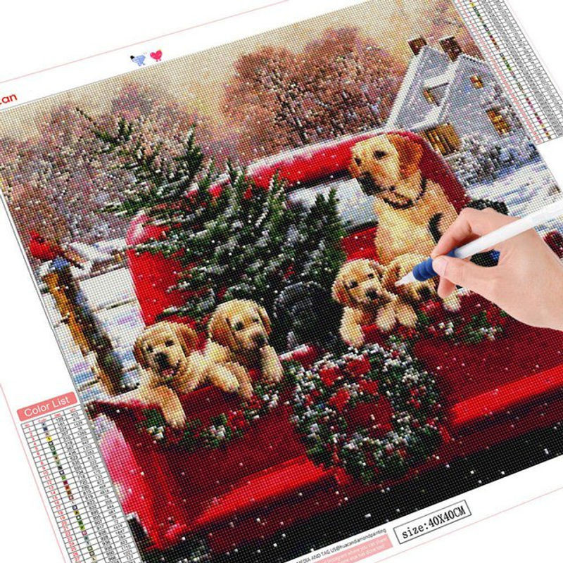 FIYO Diamond Painting Set Hund Motiv 5D DIY Mosaik Kunst mit Strass Steinen in Mehrfarbig, B/H: 30 x 30 cm - Bild 1