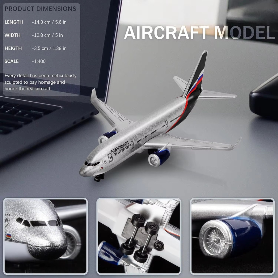ZOCO A330 Russia Airlines Modellflugzeug, Metallreplik, Maßstab 1:400 - Bild 3