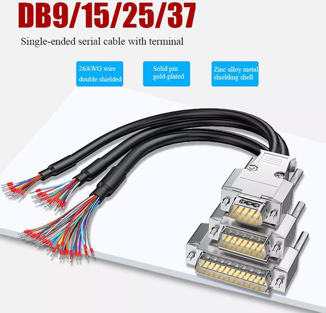 DIVEDEER Serielles RS232 Kabel Set mit DB9 DB15 DB25 DB37 Steckern in Schwarz - Bild 1