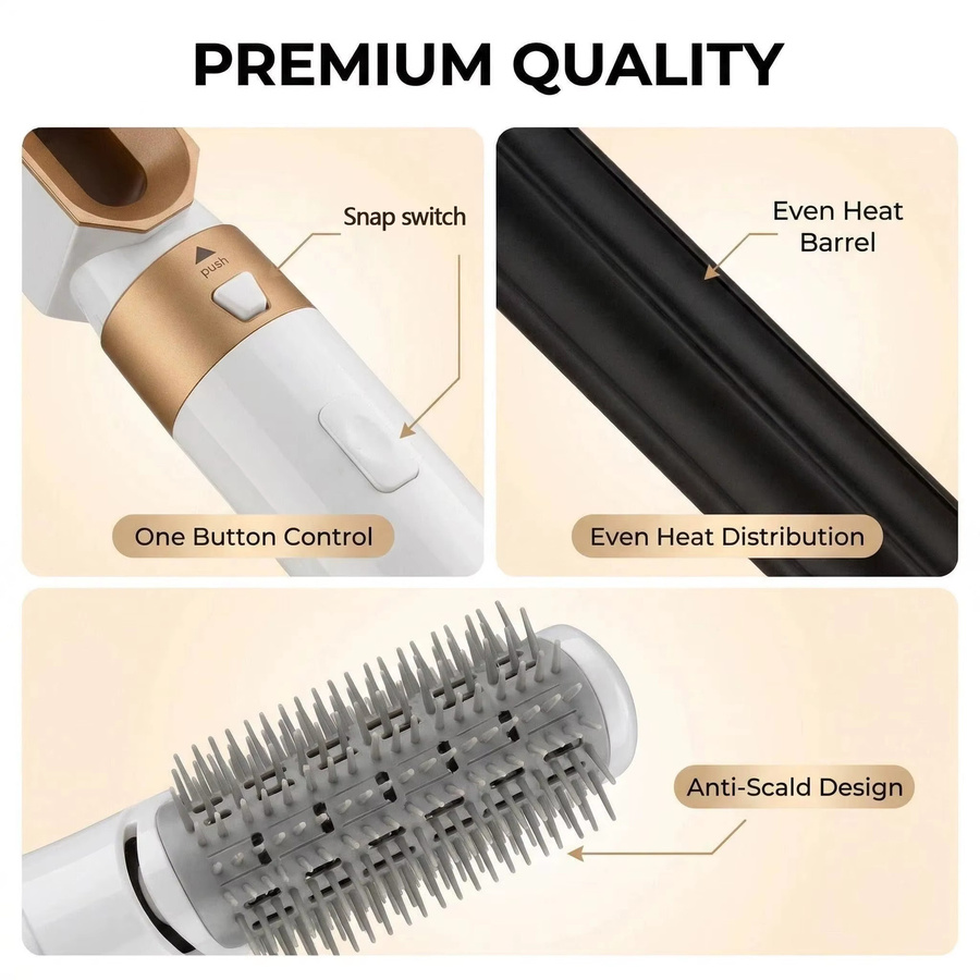 LUXLOCK 5-in-1 Haarstyling-Set, Multifunktions-Lockenstab, Haarglätter, Heißluftbürste - Bild 2