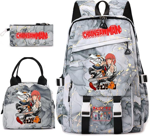 Bandai Chainsaw Man Anime Rucksack Set für Mädchen mit Brotdose und Federmäppchen in Mehrfarbig - Bild 1