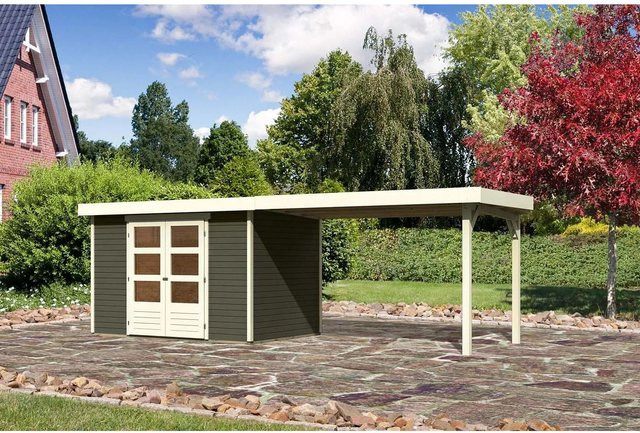 Karibu Holz-Gartenhaus Boras in Terragrau mit Flachdach und modernem Design, B: 298 cm, T: 213 cm, H: 211 cm - Bild 1