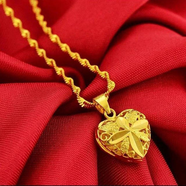 Wucifang Jewelry Halskette, Herzförmig, 24 Karat Gold, Damen - Bild 1