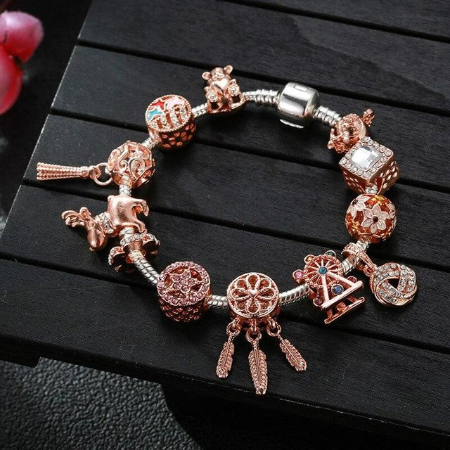 Allbestart Armband, 925 Silber, Roségold, Zirkonia, Kristall, Damen, 20cm - Bild 1