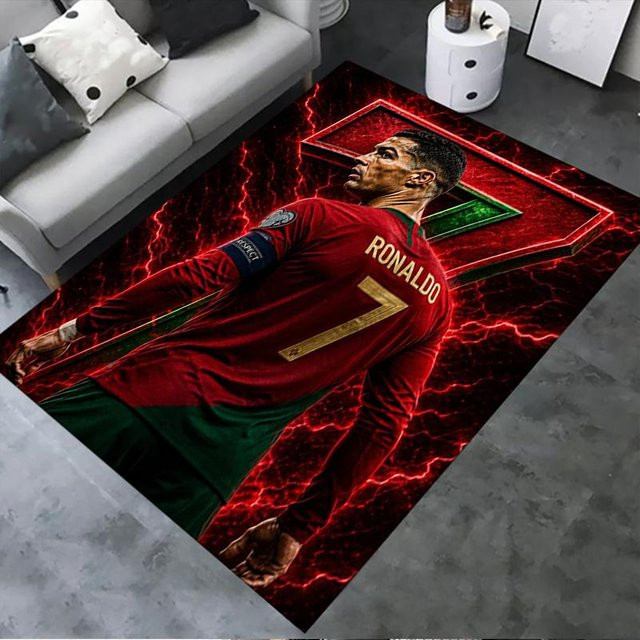 Rutschfester C Ronaldo Teppich von wanghengyao in Rot, moderne Bodenmatte aus Polyester für Wohnzimmer, Schlafzimmer oder Kinderzimmer, B x T: 70 x 100 cm - Bild 1