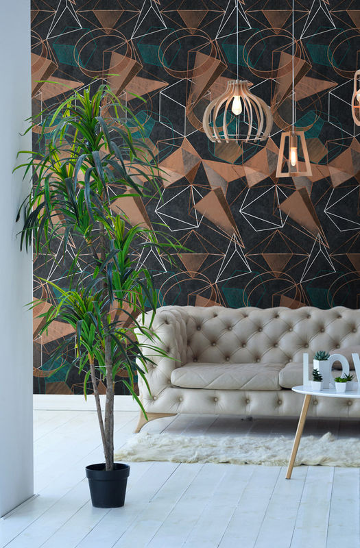 MINDTHEGAP Mural Wallpaper Perspectives in Anthrazit, Grau und Braun mit geometrischem Abstract-Design aus Vlies - Bild 2