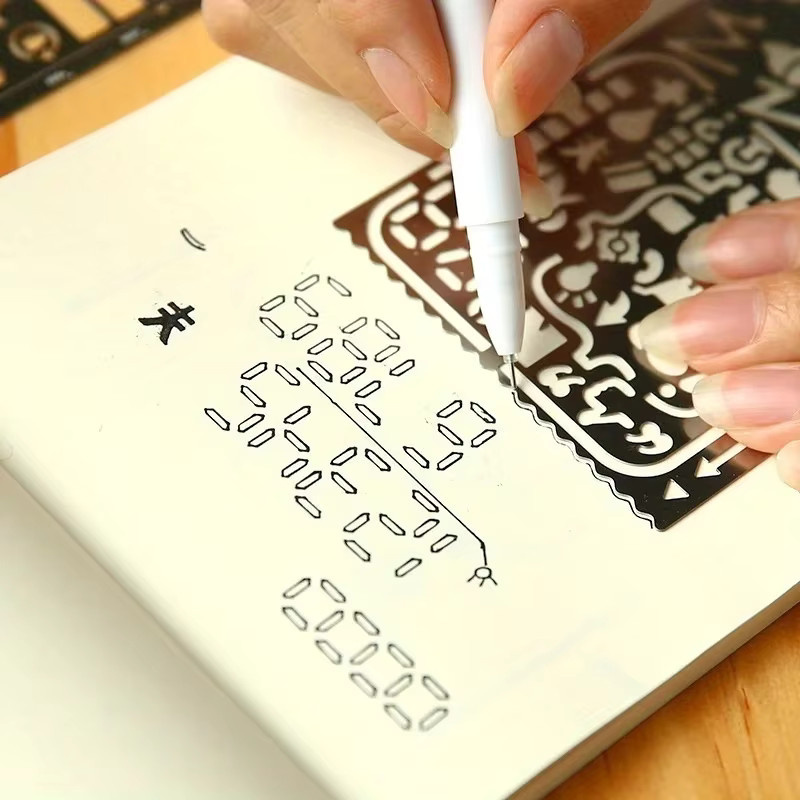2er-Pack Vintage-Schablonenvorlagen aus Edelstahl in Silber für Journaling und DIY-Projekte - Bild 4
