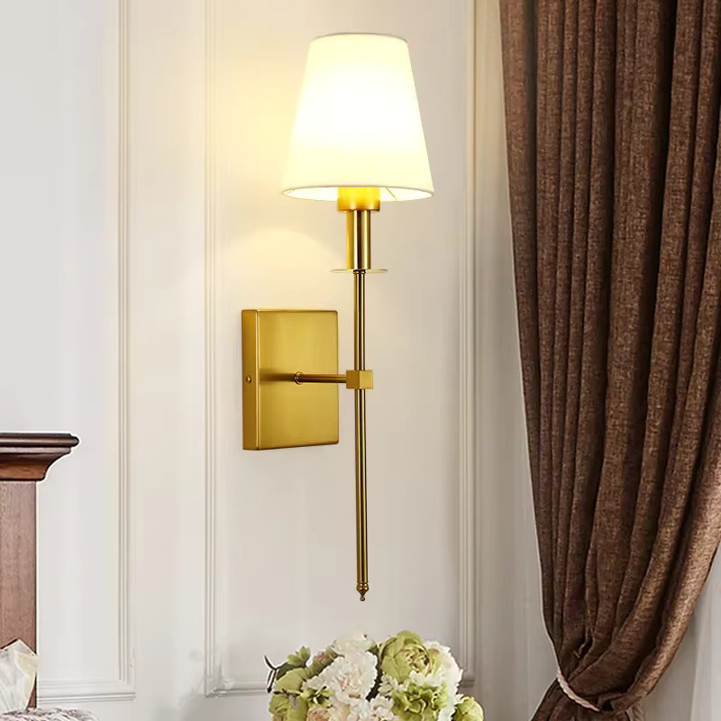 Lava Corki Moderne Amerikanische LED Wandlampe mit Stofflampenschirm für Badezimmer, Schlafzimmer und Korridor - Bild 2