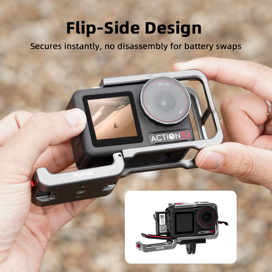 Flymile 5-Käfig Metallschutzhülle für DJI Osmo Action 5 Pro mit Erweiterungshalterungen und Rahmen - Bild 6