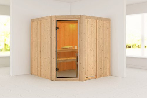 Karibu Sauna Hiiu aus Fichte in Braun für 5 Personen, B/T/H: 196 x 196 x 198 cm, ohne Ofen - Bild 1