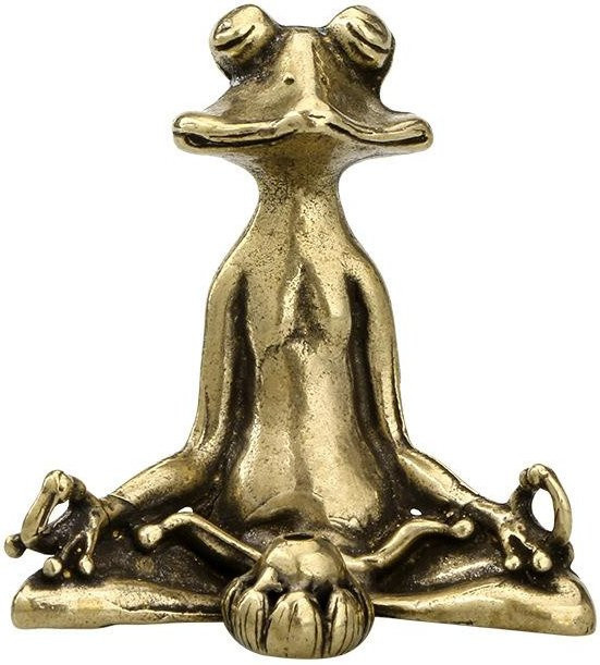Yiran Furniture Antike Zen Frosch Statue aus Messing in Gold als Dekoration und Räuchergefäß - Bild 1