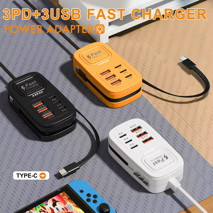 Olaf 6-Port USB Schnellladegerät Desktop-Ladestation in Weiß mit 3 USB-C und 3 USB-A Anschlüssen - Bild 2