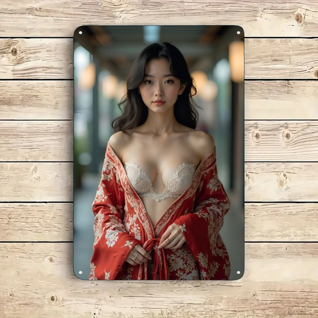 HELLOYOUNG Vintage Metall-Blechschild Sexy Lady Wandkunst für Bar und Café, Breite: 20,32 cm, Höhe: 30,48 cm - Bild 1