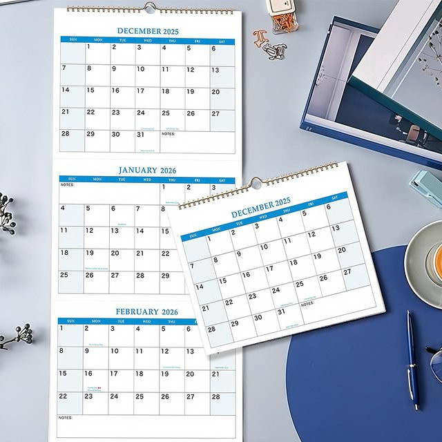 Wandkalender 2026 mit vertikalem 3-Monats-Display für deine Tagesplanung und monatliche Organisation in Weiß - Bild 1