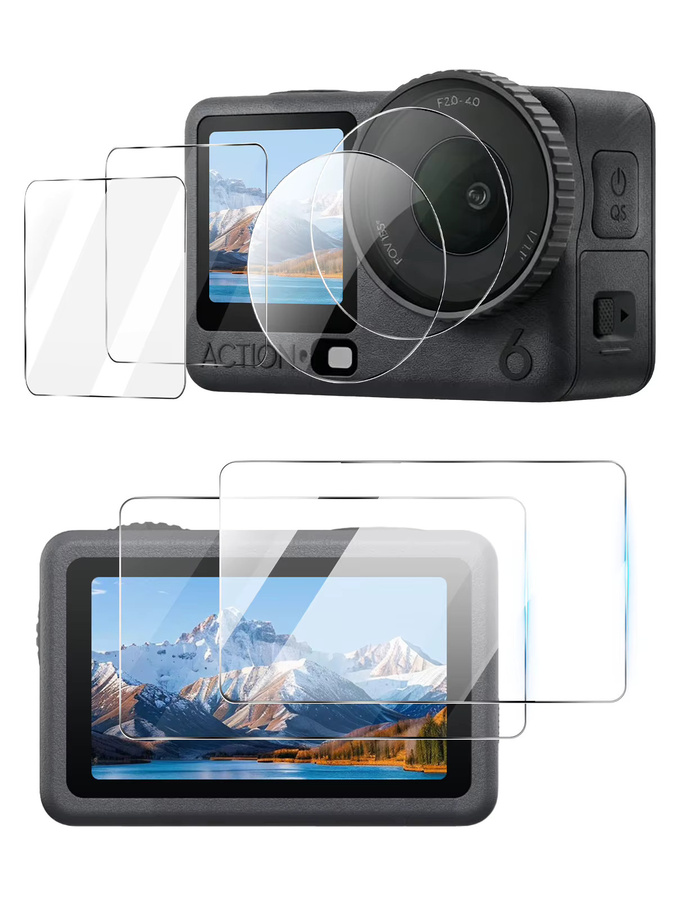 DJI Osmo Action 6 und Osmo Action 5 Pro Schutzglas Set: Transparentes 9H Gehärtetes Glas für Bildschirm und Objektiv zur Kratzschutz-Optimierung - Bild 7