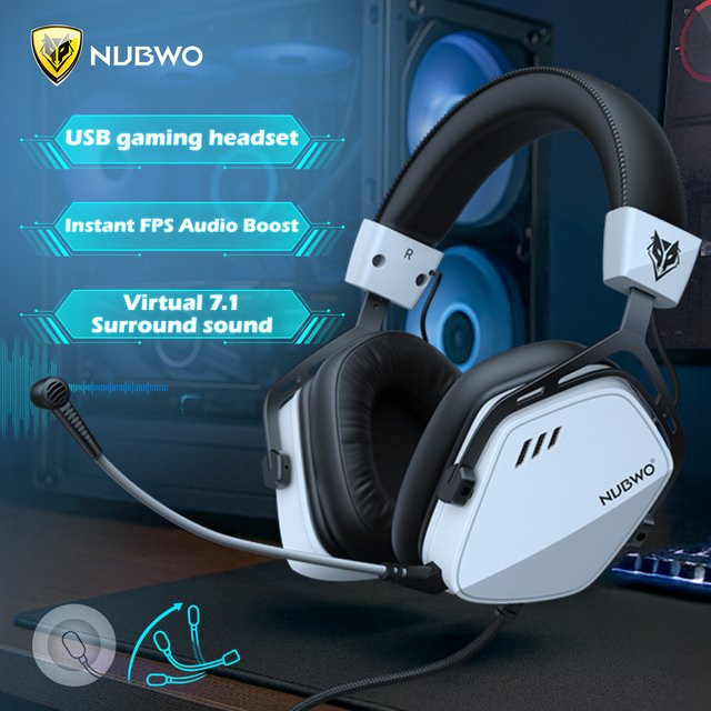 NUBWO HG03 USB-A Gaming-Headset mit 7.1 Surround Sound und Geräuschunterdrückung in Weiß oder Pink - Bild 1