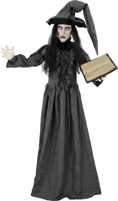 HOMCOM Animierte Halloween Hexe Lebensgroß mit leuchtenden Augen und Sound, 180 cm Höhe - Bild 1