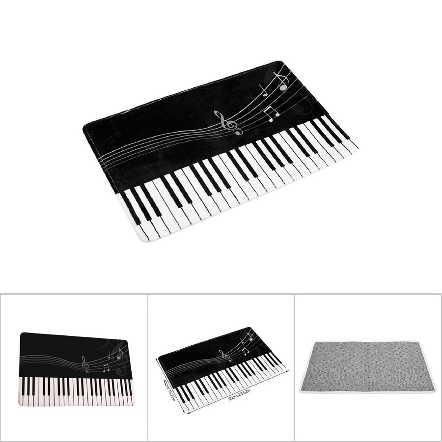 Rutschfeste und wasserabsorbierende Matte mit Musiknoten-Druck von mfySpace in Schwarz-Weiß - Bild 4