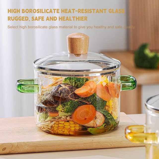 Staubdichter Kochtopf mit Glasdeckel in Grün, ergonomische Griffe, ideal für Gasherde - Bild 1