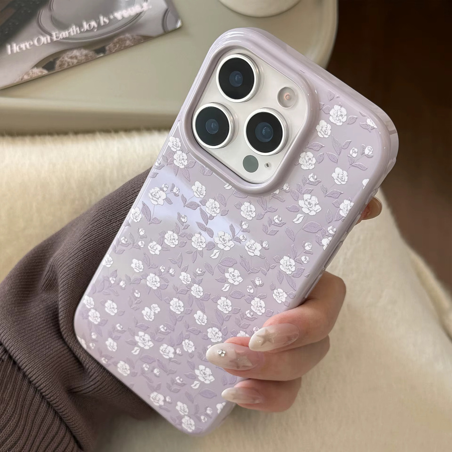 MUQGEW Handyhülle mit weißem Retro-Rosenmuster für iPhone 17 16 15 14 13 12 Pro Max, stoßfeste weiche Schutzhülle - Bild 3
