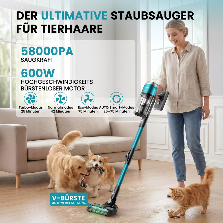 SmartAI V15PRO Akku-Staubsauger mit starker Saugkraft und 80 Minuten Akkulaufzeit - Bild 2