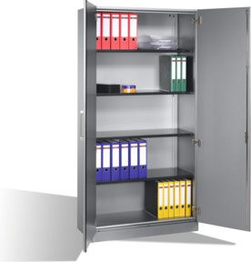 C+P Aktenschrank Asisto mit Drehtüren in Weißaluminium und Grau, Metall, mit abschließbaren Regalböden, Höhe: 198,0 cm, Breite: 100,0 cm, Tiefe: 43,5 cm - Bild 1