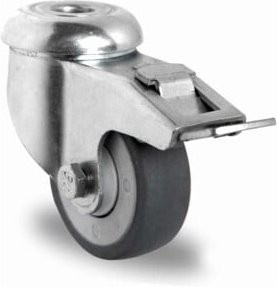 CASCOO Rückenlochlenkrolle Serie P2T2 mit Totalfeststeller und Kugellager, Durchmesser: 50 mm, Farbe: Silber/Grau - Bild 1