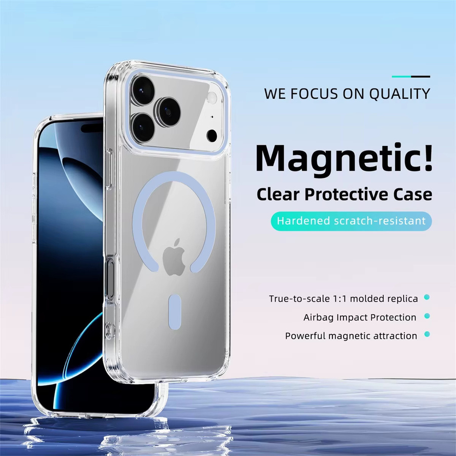 Transparente MagSafe kompatible Hartschale Handyhülle für Apple iPhone 17 Pro Max, 16, 15 Plus, 14, 13 und 17 Air mit magnetischer Wireless Charging Funktion - Bild 2