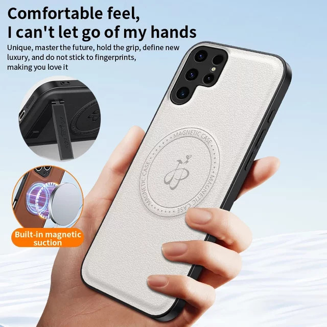 Magnetische Leder Softcase-Hülle für Samsung Galaxy S22 S23 S24 S25 S26 Ultra und S21 S22 S23 S24 S25 S26 FE Modelle in Schwarz mit kabelloser Ladefunktion - Bild 1