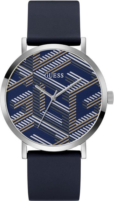 Guess Herrenuhr, Quarz, Edelstahl, 44 mm, Blau, Silikon, 1 ATM - Bild 1