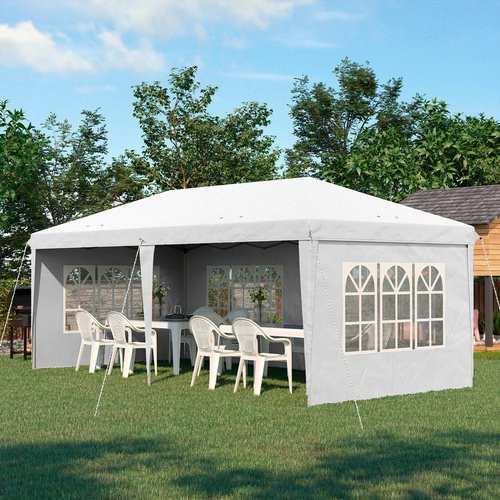 Outsunny Faltpavillon mit Seitenwänden in Weiss, B/T/H: 585 x 295 x 270 cm - Bild 2
