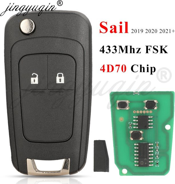 Jingyuqin Flip Remote Autoschlüssel 433 MHz mit 4D Chip für Chevrolet Sail und Buick Regal in Schwarz - Bild 1