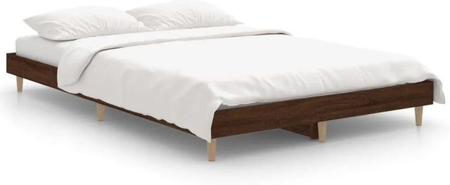 vidaXL Bettgestell aus Holzwerkstoff und Eukalyptusholz in Braun Eichen-Optik, B/T/H: 120 x 190 cm - Bild 1